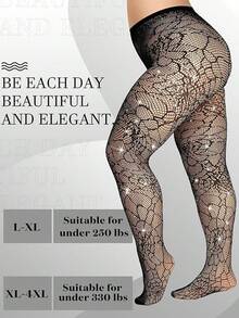 ChicchokokGeyoga 3 Pair Plus Size Fishnets Stockings Glitter Sparkly Tights High Waist Black Fishnet Pantyhose Women