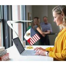 TLL  Mexico USA Friendship Desk Flag With Golden Base12 Inch Tall Small Mexican Indoor Banner Tiny Printing Decor For Office Home TableTLL