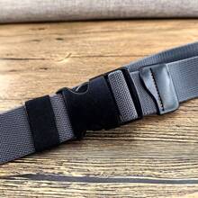 KUDYP Thick & Long Plus Size Casual Solid Color Nylon Webbing Belt, Elastic Waistband For Pants, Wide 3.8cm, Suitable For Spring, Summer, Autumn & Winter, Strong High Elasticity, Plastic Buckle, Non-Metallic, Can Pass Security Check, Tool Hanging