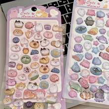 4-Pack Cute INS Style 3D Cartoon Animal Acrylic Stickers, Strong Adhesive, Suitable For Decorating Scrapbooks, Diaries, Phone Cases, Desktops, Rooms, Laptops, Etc.