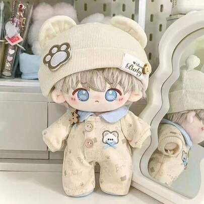 20cm Doll Clothes Set, Bear Romper Outfit Including Shirt, Overalls, Bag, Shirt, Overalls, Doll Clothes [Doll Clothes Only, No Shoes]