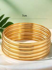 5pcs Gold Color Elegant Bangle Bracelets, Luxury Minimalist , Suitable For Daily Wear And Occasions, Gifts For Women