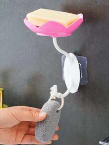 1 saboneteira em formato de flor, saboneteira de parede, escorredor de sabão para banheiro e cozinha, porta-sabonete de camada dupla, decoração de banheiro para casa e verão