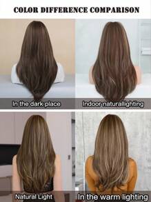 NAMM 24 Inch Elegant Long Layered Wig For Women Highlight Purple Synthetic Straight Wig With Curtain Bangs, High Quality Heat-Resistant Fiber Wigs For Daily Use&Music Festival Party & Mother's Day Gift