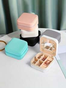 1 Set Travel Jewelry Box With Mirror, Multi-Functional Jewelry Storage Box, Large Capacity Portable Jewelry Box For Storing Rings, Pendants, Earrings, Ties, Bracelets, Best Gift For Girlfriend, Mother's Day, Anniversary, Valentine's Day, Christmas, New Year, Men's Gift, Women's Back To School Gift