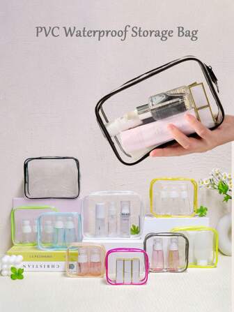 透明洗漱包便携式旅行化妆包带拉链收纳包化妆旅行包化妆刷包洗漱包透明化妆包采用 PVC 材料制成的旅行洗漱包男女半透明防水旅行化妆包旅行必需品假期暑假返校学校用品包学校洗漱包旅行防水洗漱包