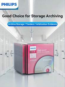 PHILIPS PHILIPS DVD+R Scheiben sind zuverlässig und langanhaltend. Sie können für langfristige Sicherung und Archivierung von Computerdateien, Daten, Fotos und Videos verwendet werden. Sie unterstützen mehrfaches Beschreiben und sind eine gute Hilfe für persönliches Datenmanagement und Speicherung in Büroumgebungen.