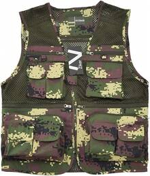 Men's Mesh Breathable Openwork Camouflage Journalist Photographer Fishing Vest Waistcoat CoatChristmas FW4R - Ngụy trang màu xanh lá cây - Xem 1