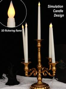 48pcs Beige Flameless Cone Candles, LED Cone Candles, Battery Operated, Suitable For Christmas, Birthday, Wedding, Party, Church Table Decoration - Warm Light - View 2
