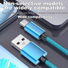 3pcs/Set USB-C Data Cable (10ft/6ft/3.3ft) USB To USB-C Charging Cord, Fast Charging Type-C Braided Cable Compatible With Galaxy S25 S24 S23 S22 S21 S20 A25 A54 A15 A14, Note, Flip, Pixel, Moto And More - Multicolor - View 4