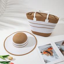 1 Bohemian Style Straw Hat + 1 Straw Bag - Khaki - View 17