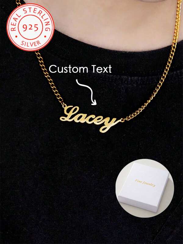 Um colar personalizado com nome em prata 925, um colar minimalista personalizado, colar personalizado para presente de Natal para homens e mulheres, colar personalizado com nome para presente