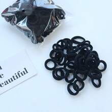 100pcs Small Bird Bag With 2cm Simple And Versatile Hair Tie, High Elasticity, No Damage To Hair, Black Hair Tie, Seamless Hair Tie, Small Hair Tie ,Ponytail Holders ,Hair Elastics ,Hair Rubber Bands ,Scrunchies ,Hair Rope - Black - View 2
