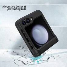 Funda para teléfono DAKORIE para Galaxy Z Flip 5, funda con portacartas, protector de Body completo con tapa para Galaxy Z Flip 5 5G, color negro - Negro - Ver 2