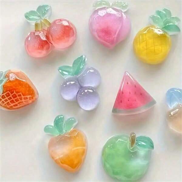10 peças de ímãs de geladeira de frutas de desenho animado, ímãs de geladeira decorativos ovais de ABS, adequados para escritório, cozinha, quadro branco, armário de armazenamento, lava-louças, decoração de casa - cores aleatórias