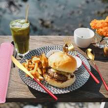 6 Pieces 18/8 Stainless Steel Flatware Set Portable Reusable Cutlery Set Travel Utensils Set Including Chopsticks Knife Fork Spoon Straws Cleaning Brush Dishwasher Safe (Red Golden)