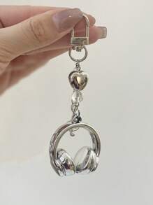 1 szt. Unisex INS Style Brelok do słuchawek muzycznych, kreatywny mini mikrofon z gitarą i nutami, unikatowy łańcuszek do telefonu, brelok do samochodu, festiwal muzyczny, prezent dla miłośnika muzyki, akcesoria do samochodu, brelok do torby, plecak do szkoły, uroczy gotycki Y2k