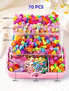 70 件/套可爱小星星和花朵发夹，适合女孩、刘海、马尾辫、发夹、公主发饰，非常适合生日、节日和日常使用 - 彩色 - 查看 2