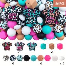 25/56PCS Multi-Size 2D Nurse Series Silicone Beads Set, Adult DIY Accessories, Suitable For DIY Beaded Pens, Earrings And More, Perfect As Holiday Birthday Gift Beads & Bead Assortments - 2D Nurse Series - View 16