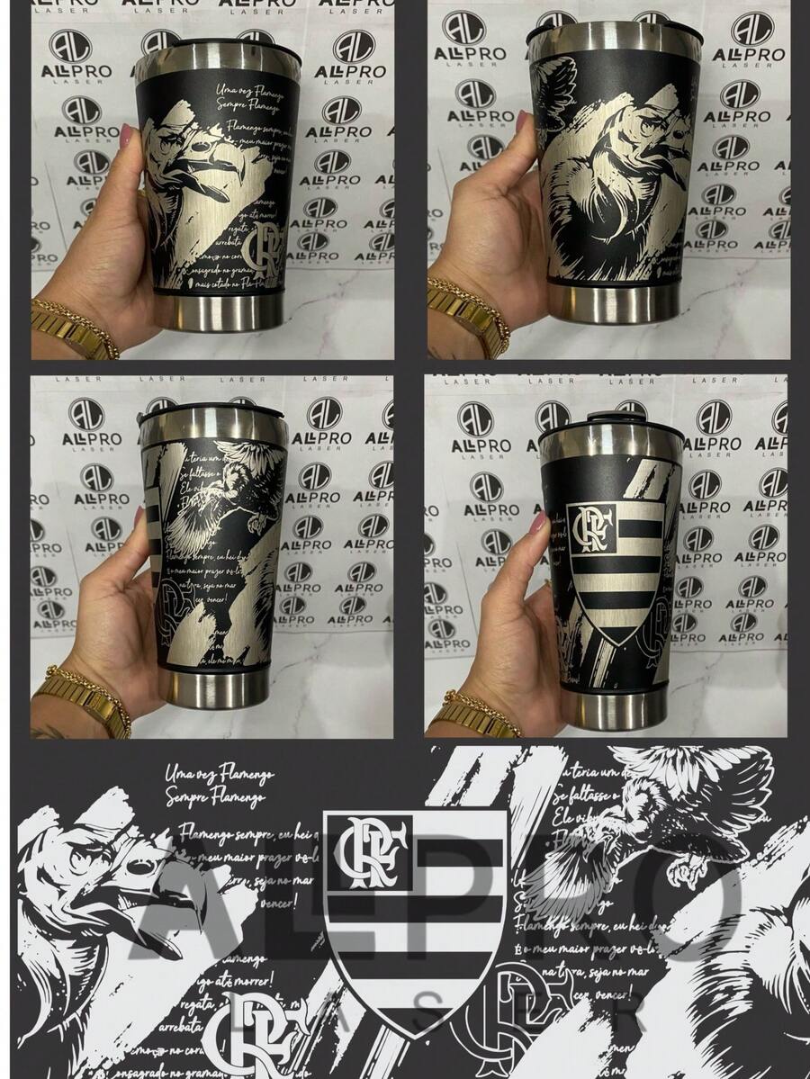 Personalized Thermal Cup With Laser Engraving 360° Various Arts - FLAMENGO 02 - View 1