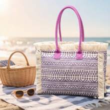 Retro Bohemian Style Damska Torba Crossbody Z Frędzlami, Duża Pojemność Torebka W Stylu Western I Torba Na Ramię Z Kwiatowym Nadrukiem – Idealna Do Dojazdów Do Pracy, Na Wakacje I Podróży. Idealne Prezenty Dla Członków Rodziny!