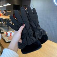 1 Paar Damen Herbst/Winter gefütterte & verstärkte warme Handschuhe, touchscreen-fähig, wasserfest, windundurchlässig, geeignet für Radfahren und Outdoor-Nutzung