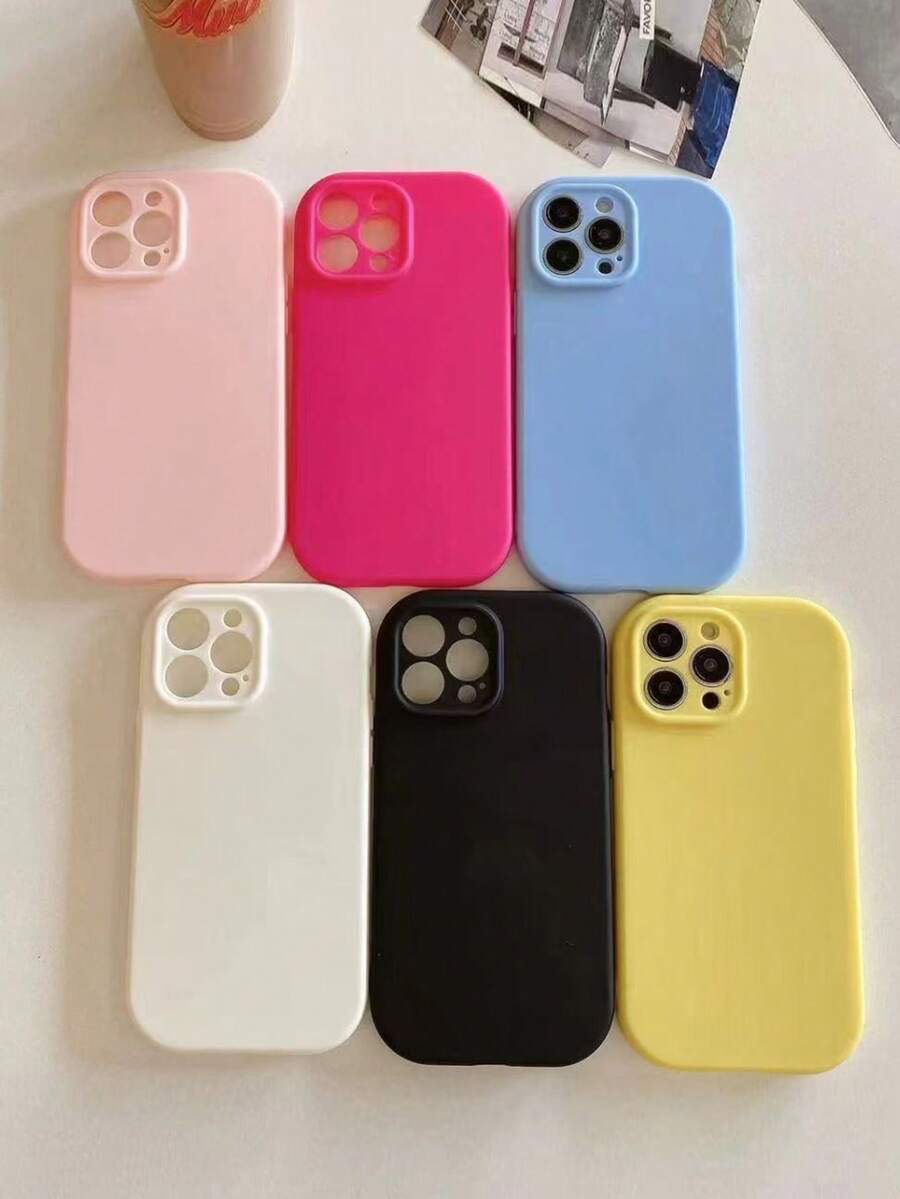 Comfortable Feel, Candy Color Rounded Corners Soft Phone Case ,Compatible With IPhone 16/16Plus/16Pro/16ProMax, 15, 14, 13, 12, Series And More - 玫紅色 - 查看 1