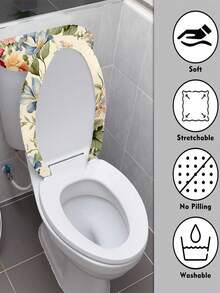 1 套花卉印花马桶座套和马桶水箱套，弹性马桶套套装，浴室装饰，适合大多数马桶水箱和座椅 - 彩色 - 查看 4