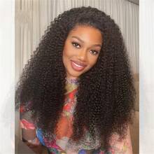 40 Inch Kinky Curly Wig Human Hair 13x4 Lace Front Wigs 200 Density Glueless Wigs Human Hair Pre Plucked 5x5 Glueless Brazilian Jerry Curly Wig Lace Frontal Wigs For Women Virgin Human Hair - Natural Black - 查看 3