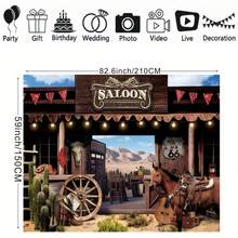 Western Saloon Cowboy Backdrop Country Vintage Bar Wild West Ranch Texas Horse Barn Door Cowgirl Shower Birthday Photography Background Photo Shoot Decor Props Decoration,Christmas - Type B - View 6