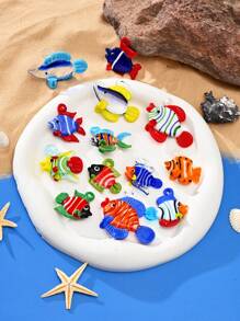 1/5 piezas Decoración de vida marina pintada a mano de cerámica esmaltada multicolor, apta para manualidades DIY como colgantes, collares, pendientes, llaveros, correas de teléfono como regalos para familiares, parejas y amigos