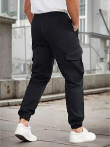 Pantalones informales deportivos para hombres con bolsillos con cremallera, cintura con cordón y puños, cómodos para todas las estaciones