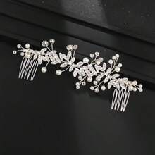 1 Stück silberner Blumen-Haarkamm, eleganter Braut-Haarschmuck