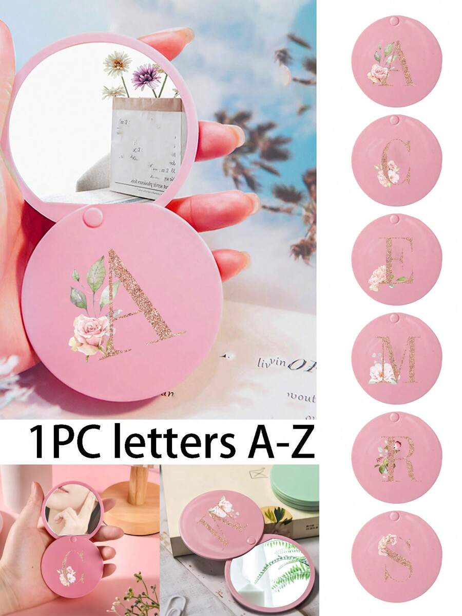 Specchietto da tasca scorrevole con lettere iniziali floreali in oro da A a Z stampate, specchio compatto portatile, specchio per il trucco, specchio da toilette, specchio da viaggio, mini specchio da mano, specchio per il trucco per uso quotidiano, viaggio e feste, un piccolo regalo carino e divertente, necessario per il ritorno a scuola, regali per la stagione dei balli di fine anno, per uso quotidiano, appuntamenti, compleanni, festività, ritorno a scuola, estate, vacanze, spiaggia, viaggi, pendolarismo, regalo per la laurea