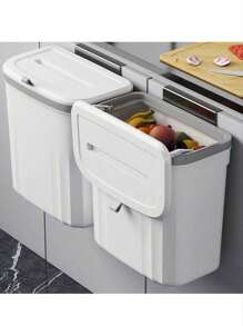 1 pieza Papelera montada en la pared, cubo de basura colgante para cocina o baño con tapa, cesto de residuos