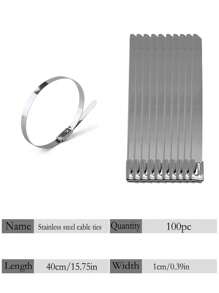 100pcs Stainless Steel Self-Locking Cable Ties, Rust-Proof, Corrosion-Resistant, High Temperature Resistant, Industrial Metal Zip Ties