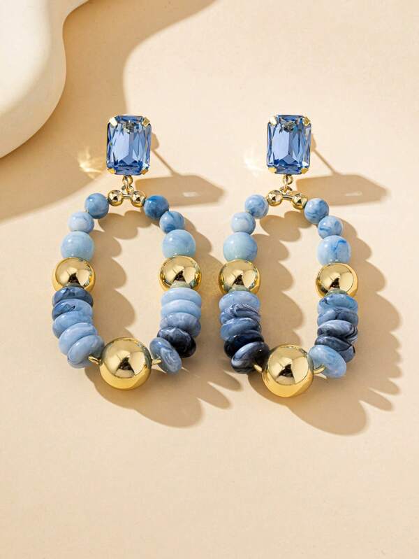 Pendientes de estilo bohemio con cuentas multicolor de turquesa, aretes de alta calidad de cristal, únicos y versátiles