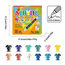 Set da 96 colori di pennarelli e penne acriliche a doppia punta - Materiali professionali per l'arte, adatti per dipingere su rocce, legno, tela, plastica, metallo e pietra | Pennarelli a punta per progetti fai-da-te, superfici multiple, creatività, forniture scolastiche, rientro a scuola