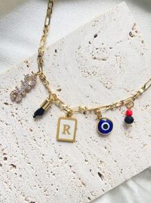 1 pieza Colgante con inicial de mujer con múltiples colgantes y colgantes con letras, con un estilo único y distintivo, adecuado para usar en fiestas o festivales