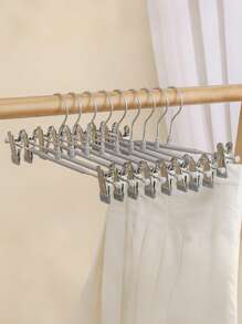 25 Pack Pants & Skirt Hangers With Clips, Metal Non-Slip Pants Hangers For Jeans Clothes Hangers, Ladies Shorts Hangers, Space Saving Clothing Hangers, Suitable For Adults, Men, Women,