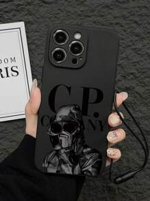1 pieza Funda de teléfono con borde recto mate y patrón de CP a la moda, compatible con Apple 11/12/13/14/15/16/16 Pro/16 Pro Max, Galaxy A05/A15/A25/A35/A53/A54/A55/S23/S24, serie Redmi