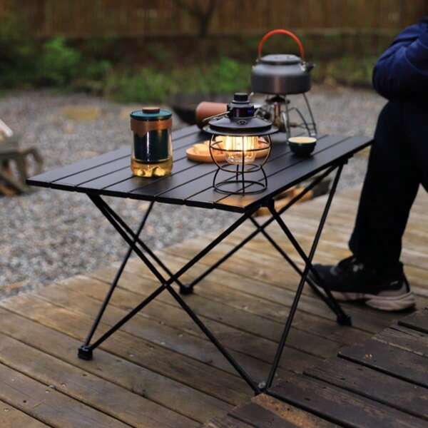 1 Stück, Tragbarer, zusammenklappbarer Aluminium-Klapptisch für Outdoor, Picknicktisch, Camping-Grill-Tisch, einfacher Lässig-Aluminium Plattentisch