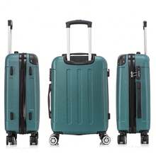 ABS Cabin Suitcase 55x40x20cm (40L) - Small Trolley Hand Luggage - 4 Double 360° Spinner Wheels - Hand Luggage | Heavy Duty | Durable | With Telescopic Handle | Ideal For Business Travel & Vacation | For Men & Women - Yellow/Navy/Black/Silver/Red/Pink/Rose Gold/Turquoise/Mint/Purple/Green - 綠色 - 查看 4