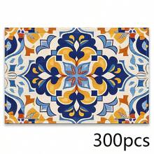 A Set Of 4/6pcs With Blue Patterns, Table Placemats, Made Of Machine Washable Polyester Fiber, This Rectangular Heat-Resistant Placemat Is Heat-Resistant, Stain Resistant, Waterproof, And Easy To Clean. It Is Suitable For Desktop Decoration, Holiday Party Decoration, And Desktop Protection, And Is Suitable For Both Home And Outdoor Use