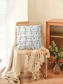 1 pieza/2 piezas Funda de almohada decorativa con estampado lindo de perro salchicha de una sola cara, sin relleno, para decoración del hogar, regalo para amigos