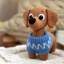 1 套初学者动物钩针编织套件，成人初学者钩针编织套件，含分步文字教程，成人腊肠犬 DIY 工艺品，生日节日礼物，可爱有趣的现代家居装饰摆件 - 彩色 - 查看 2