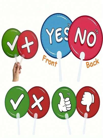 1/10pcs Double-Sided Thumbs Up/Down Paddle - Colorful Plastic Classroom Supplies For Teachers, Students And Activities (PP Material, Mixed Colors)