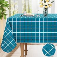 EstiloTendenciaMantel Rectangular De Vinilo Impermeable Con Respaldo De Franela, Mantel De PláStico Lavable A Cuadros Para Cenar, Picnic, Interior Y Exterior (132.08 X 177.8 Cm, Gris)Calidad PremiumVersióN Mejorada - Verde azulado - Ver 15