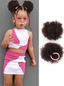 Children's Wigs Children's Ponytail Double Afro Puff Kinky Curls For Babies Children's Natural Black Synthetic Hair (Natural Black .3 Inch (Pack Of 2)) - Multicolor - View 16