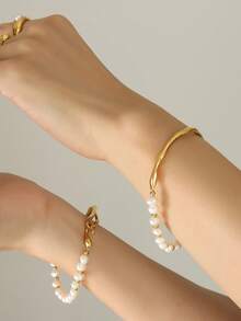 MiDuoDuo 1 件精美法式优雅方形吊坠项链，镶嵌养殖珍珠，是送给女士的时尚配饰礼物